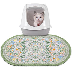 Bienbee cat litter mat front view shows wide surface catching litter for cleaner floors