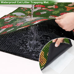 Bienbee Cat Litter Mat Jungle Mushroom XL in a living room setup.
