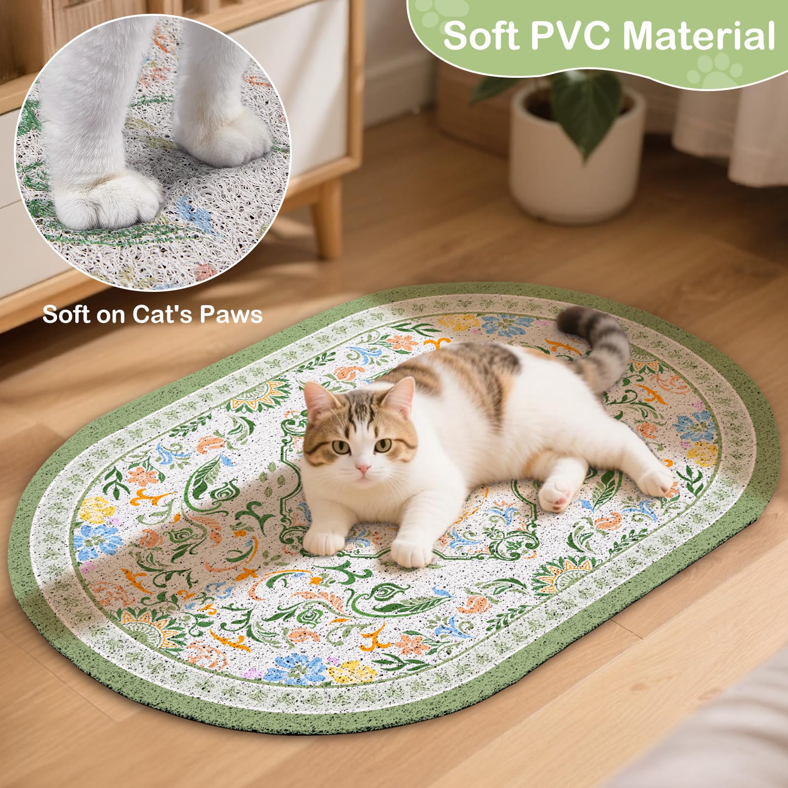 Bienbee cat litter mat multifunctional design doubles as food and water mat