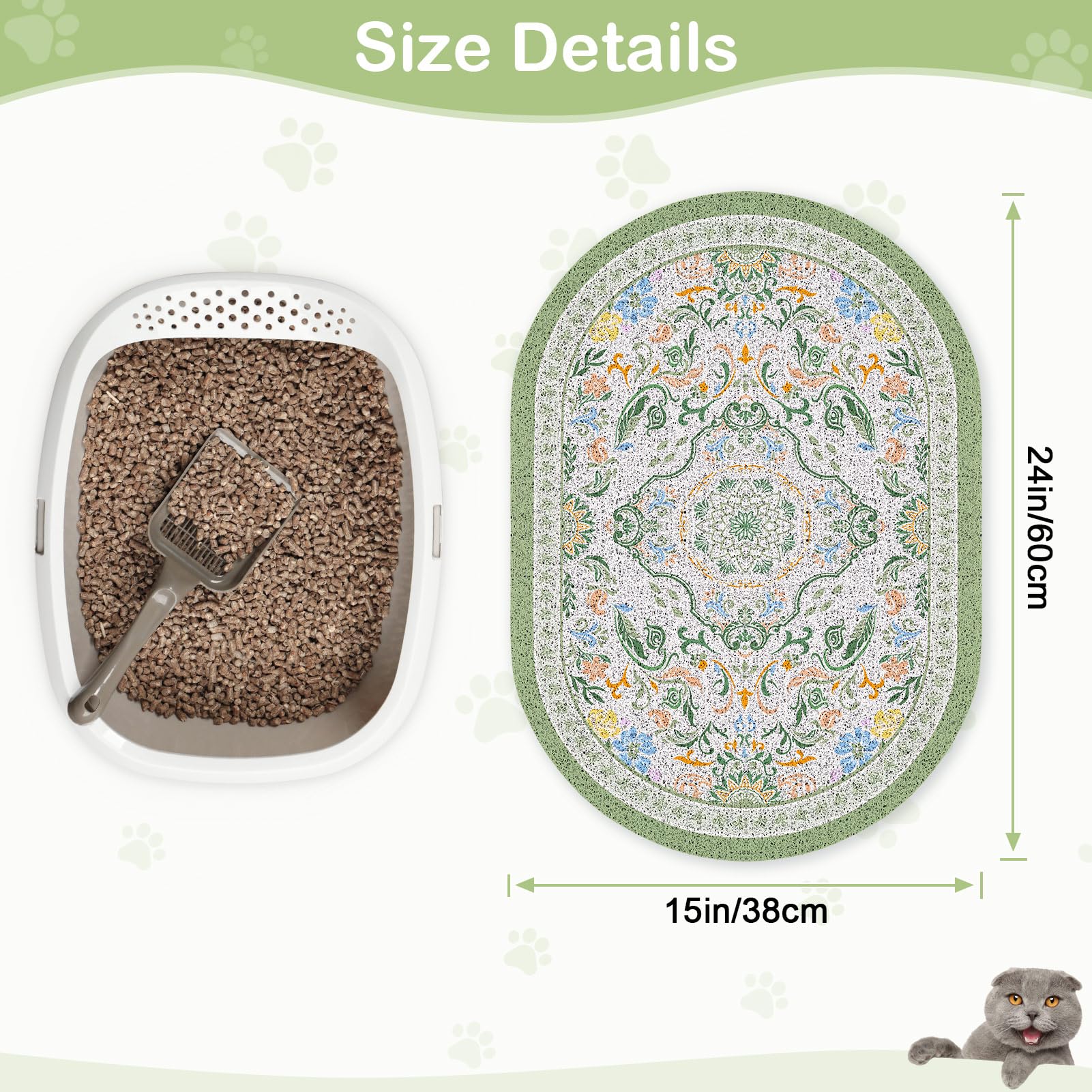 Bienbee cat litter mat available in multiple sizes and colors including Bean-Green M