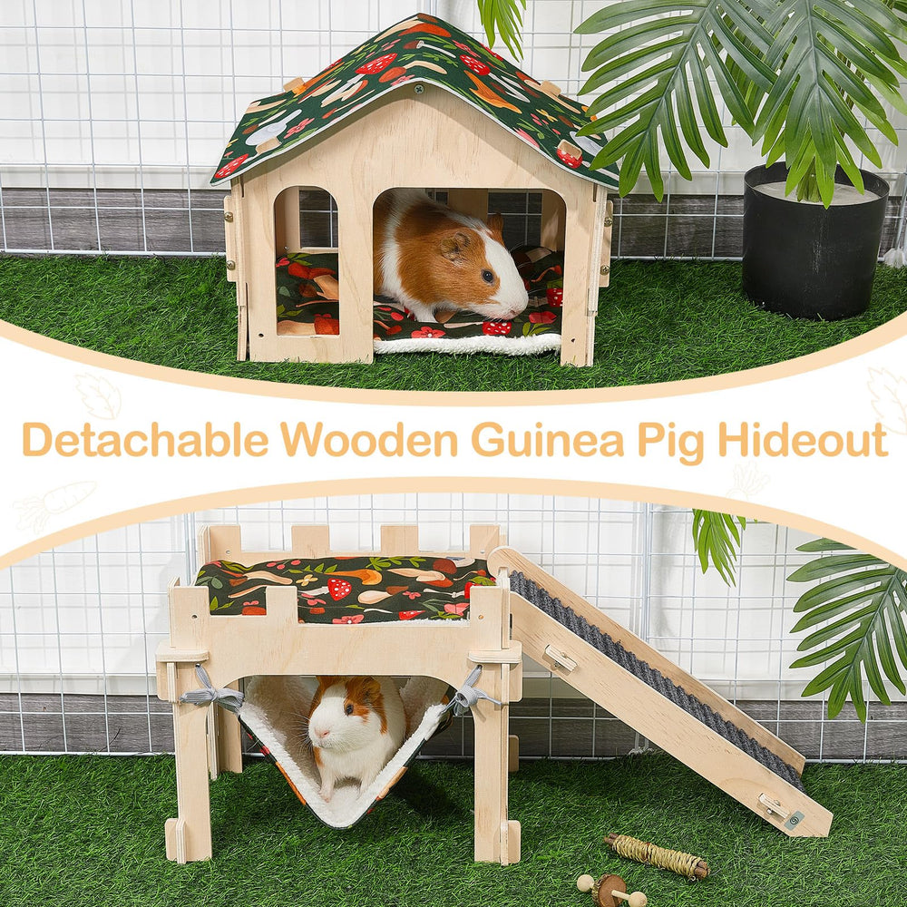 Bienbee guinea pig hideout assembled two-layer castle offers spacious play area for multiple small pets.