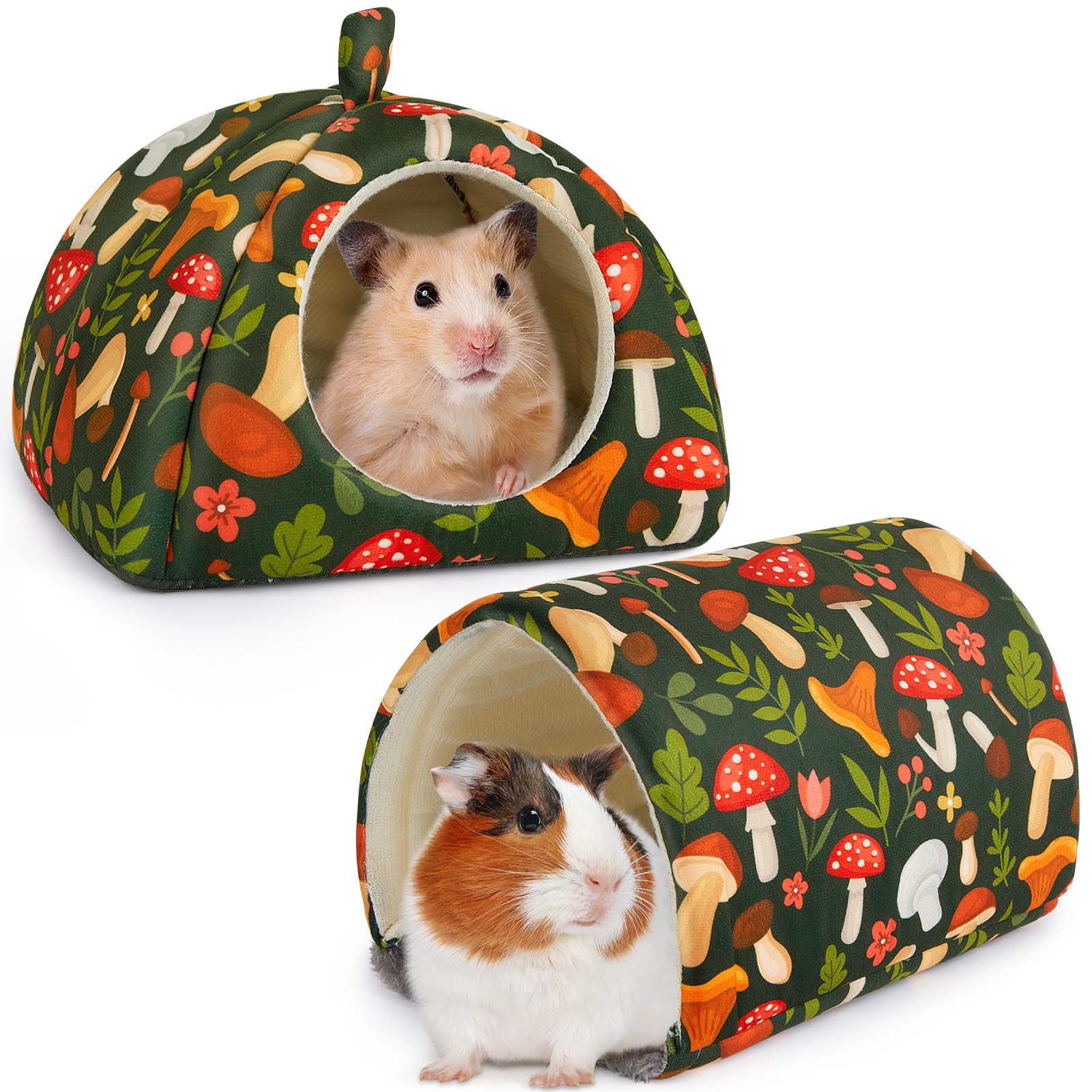 Bienbee guinea pig hideout green mushroom front view for cozy retreat