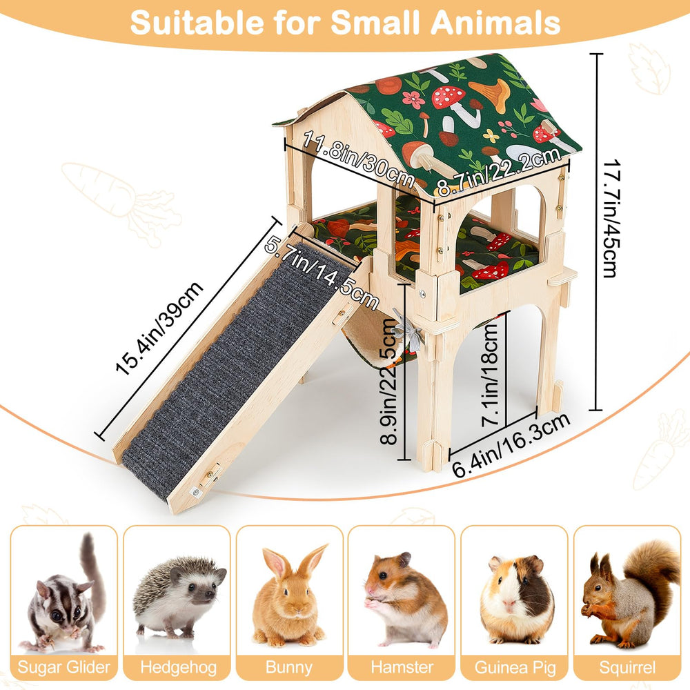 Bienbee guinea pig hideout second level interior shows detachable two-story design for flexible setup.