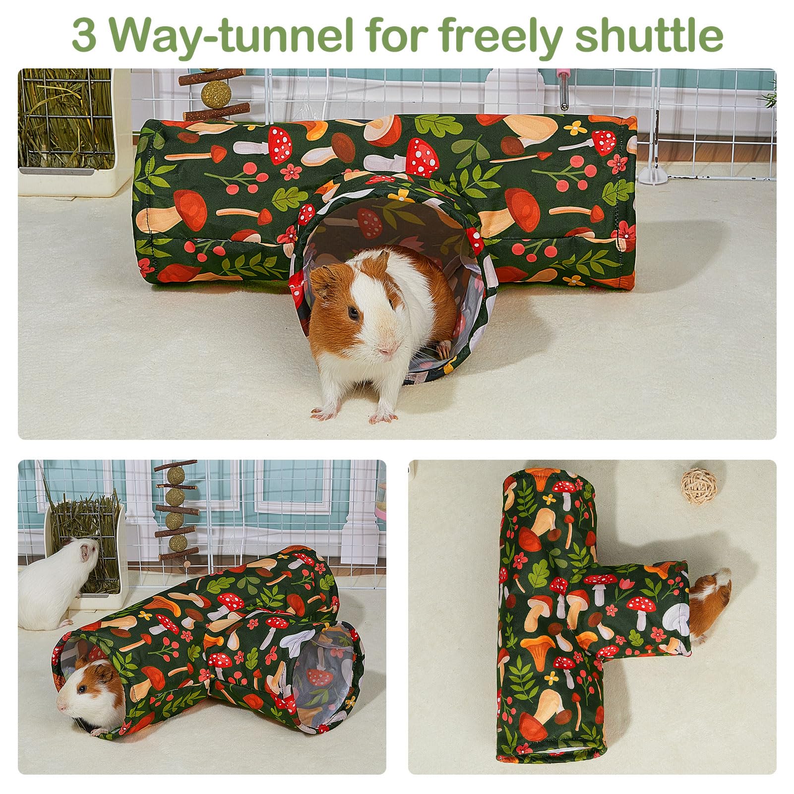 Bienbee guinea pig tunnel in use promotes active, curious play sessions.