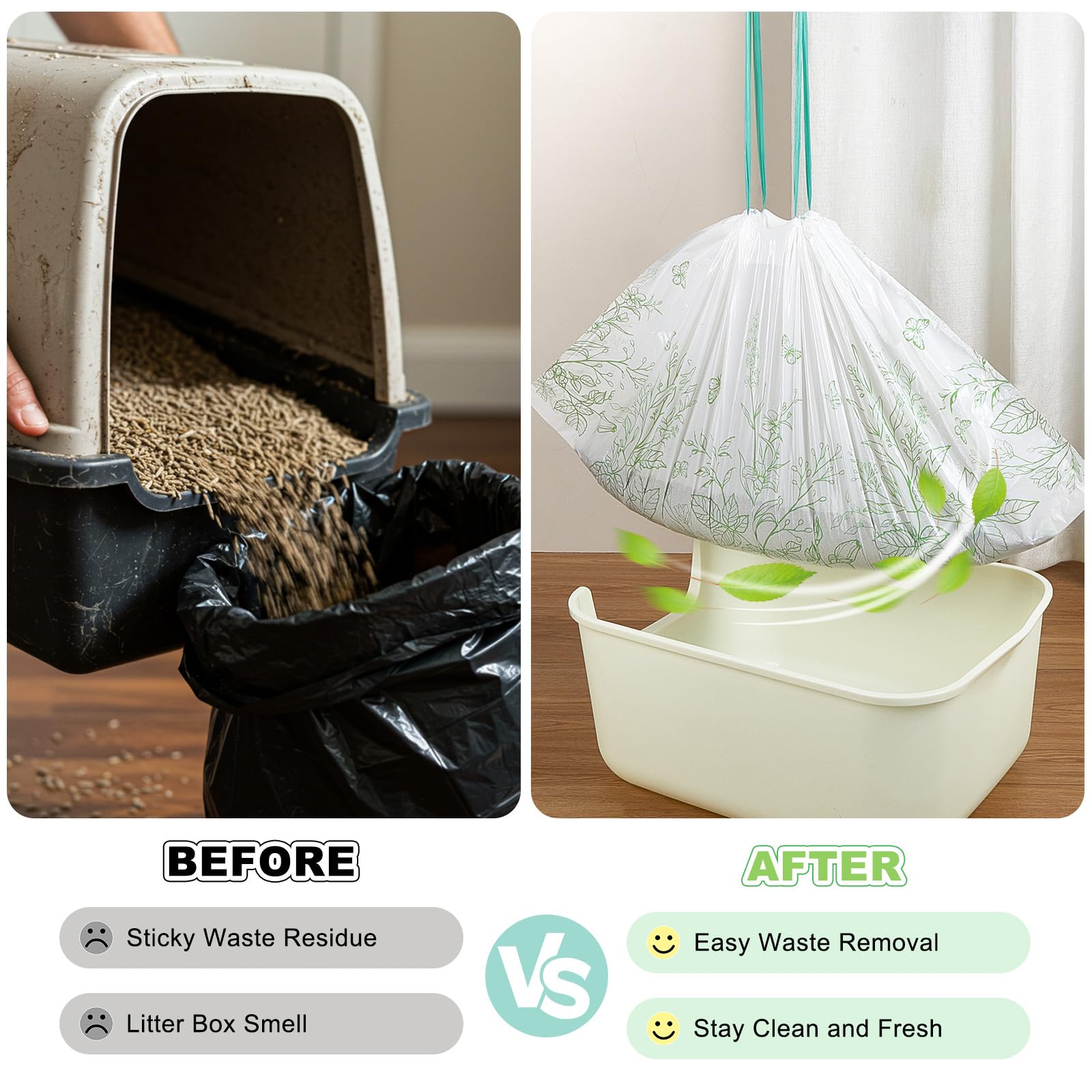 Bienbee liner with drawstring closure for hygienic disposal and odor control