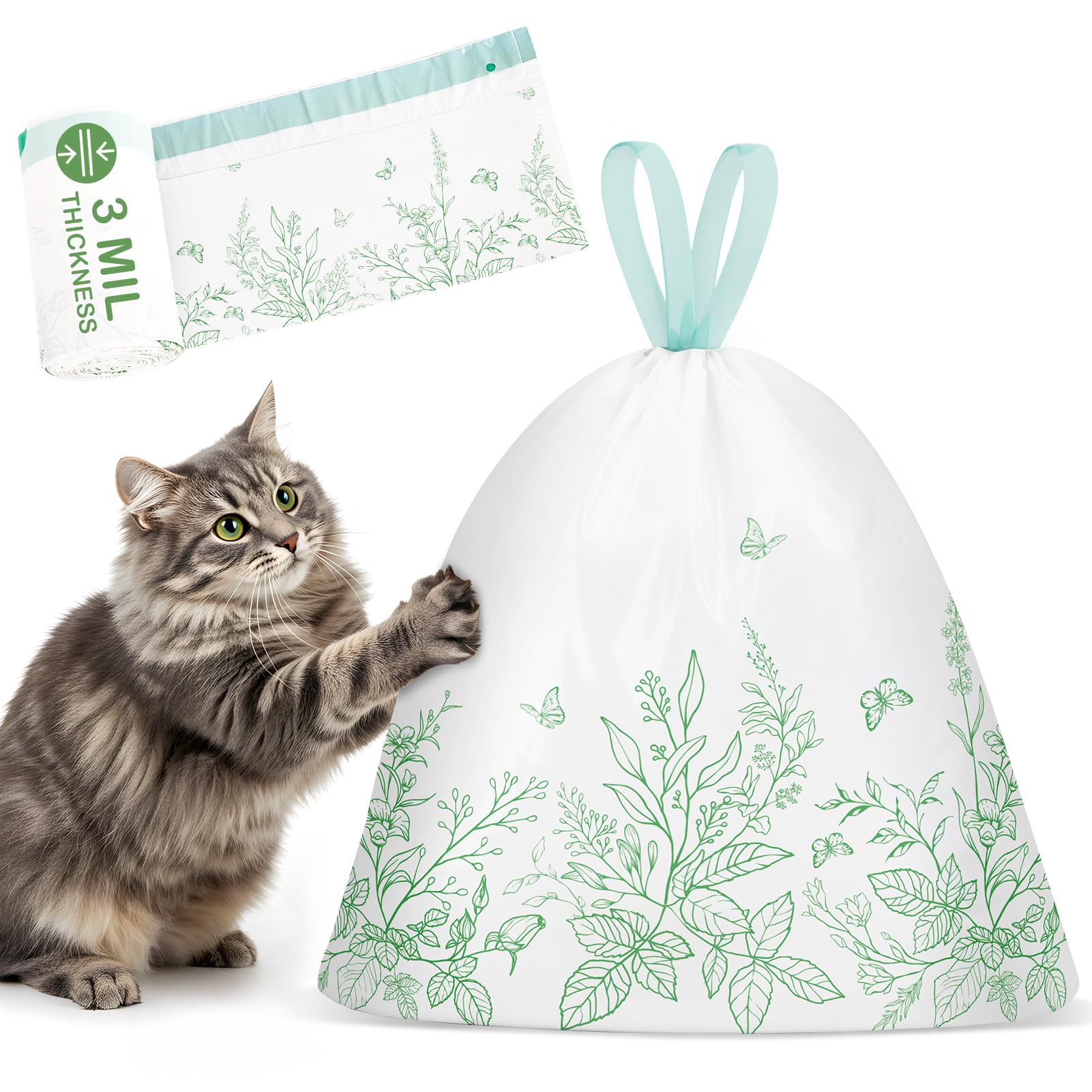 Bienbee litter box liner pattern shows stylish, tidy integration in any room