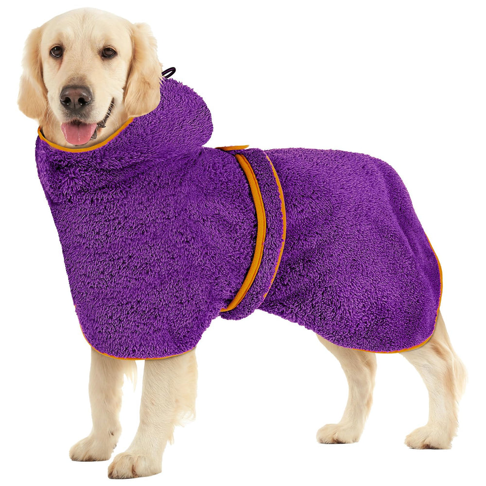 Bienbee Soft Dog Bathrobe in coral fleece for quick drying after bath.