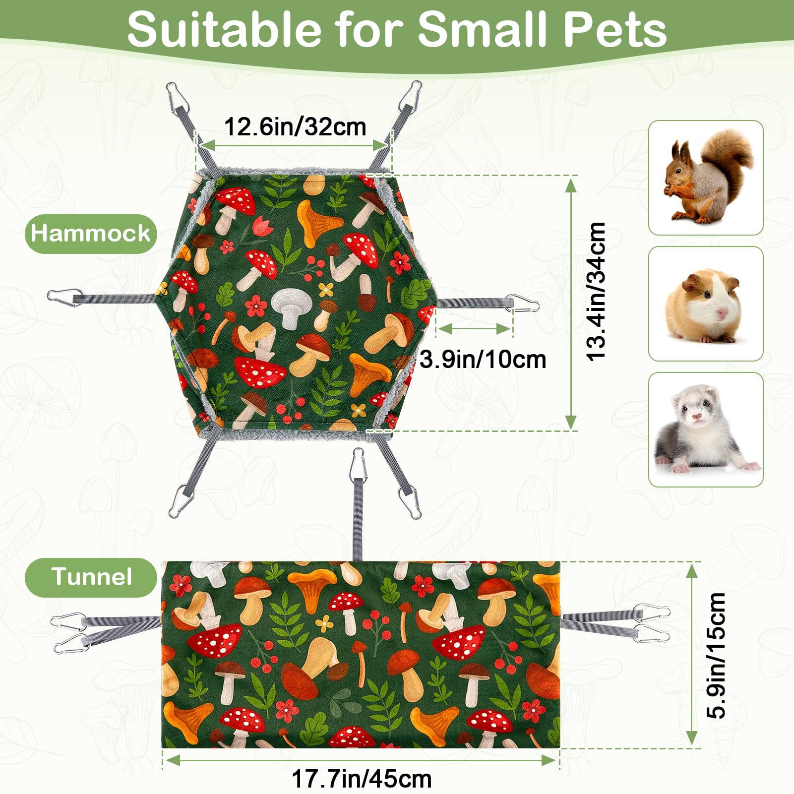 Bienbee washable hammock tunnel set simplifies cage care and reuse.