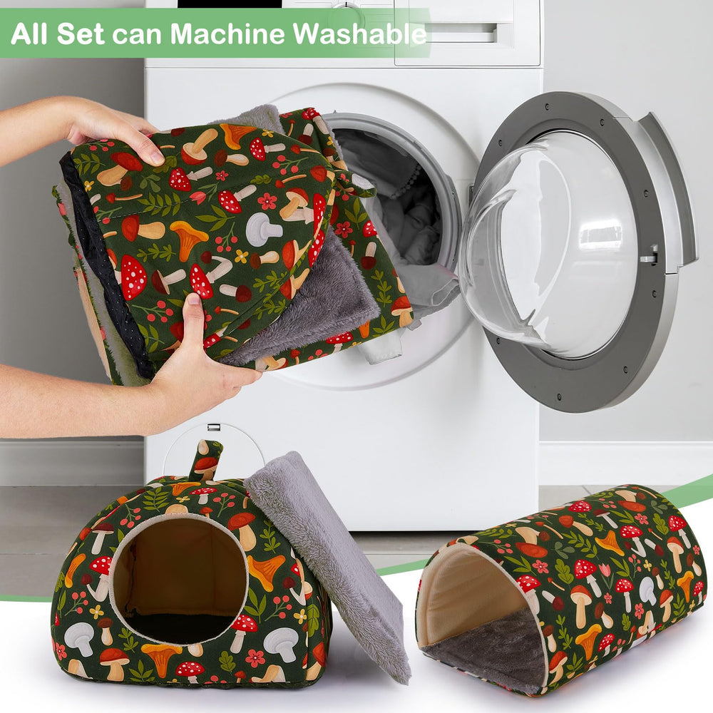 Bienbee washable pet bed in green mushroom is easy to clean.