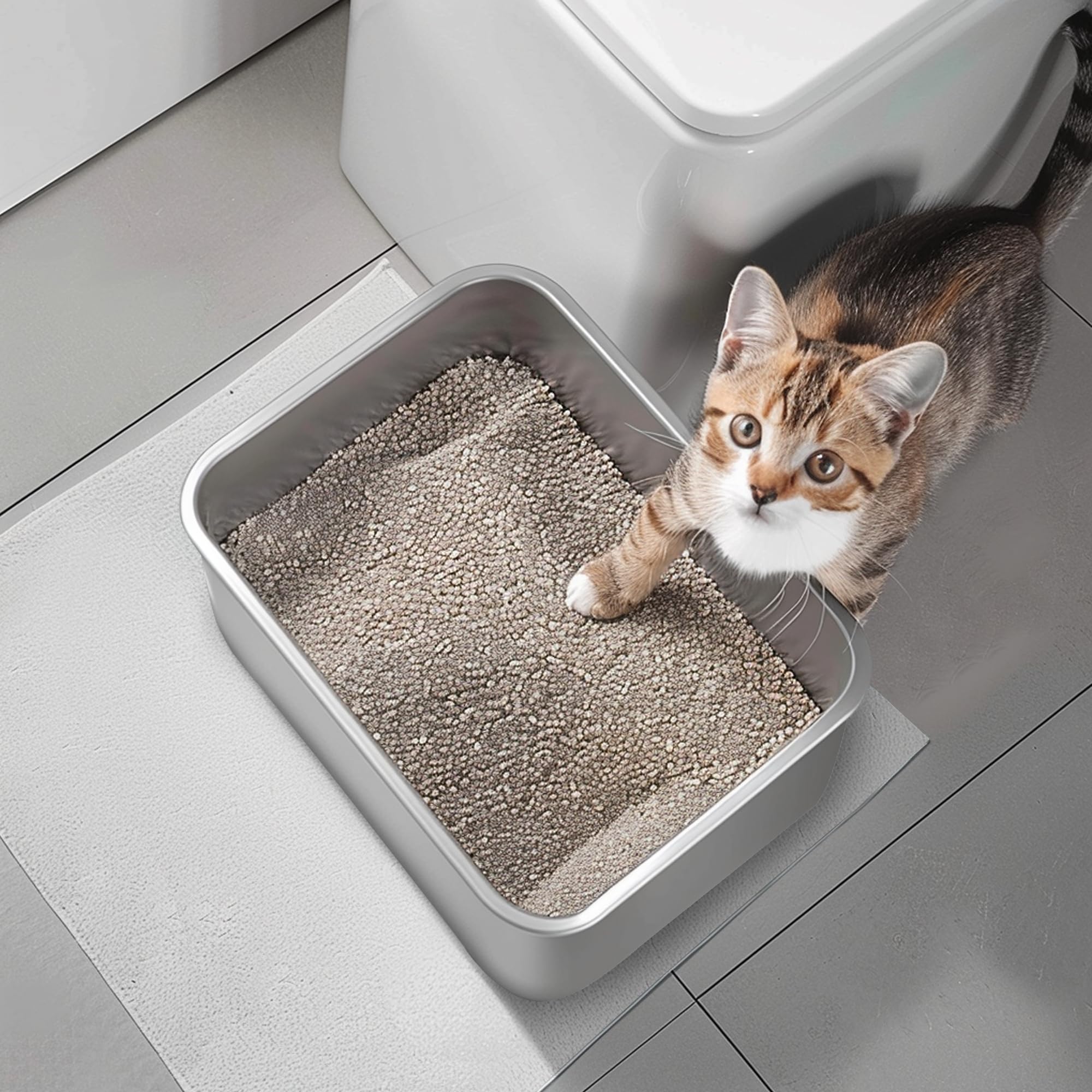 BierBear stainless steel litter box capacity supports larger litter quantities for up to four cats.