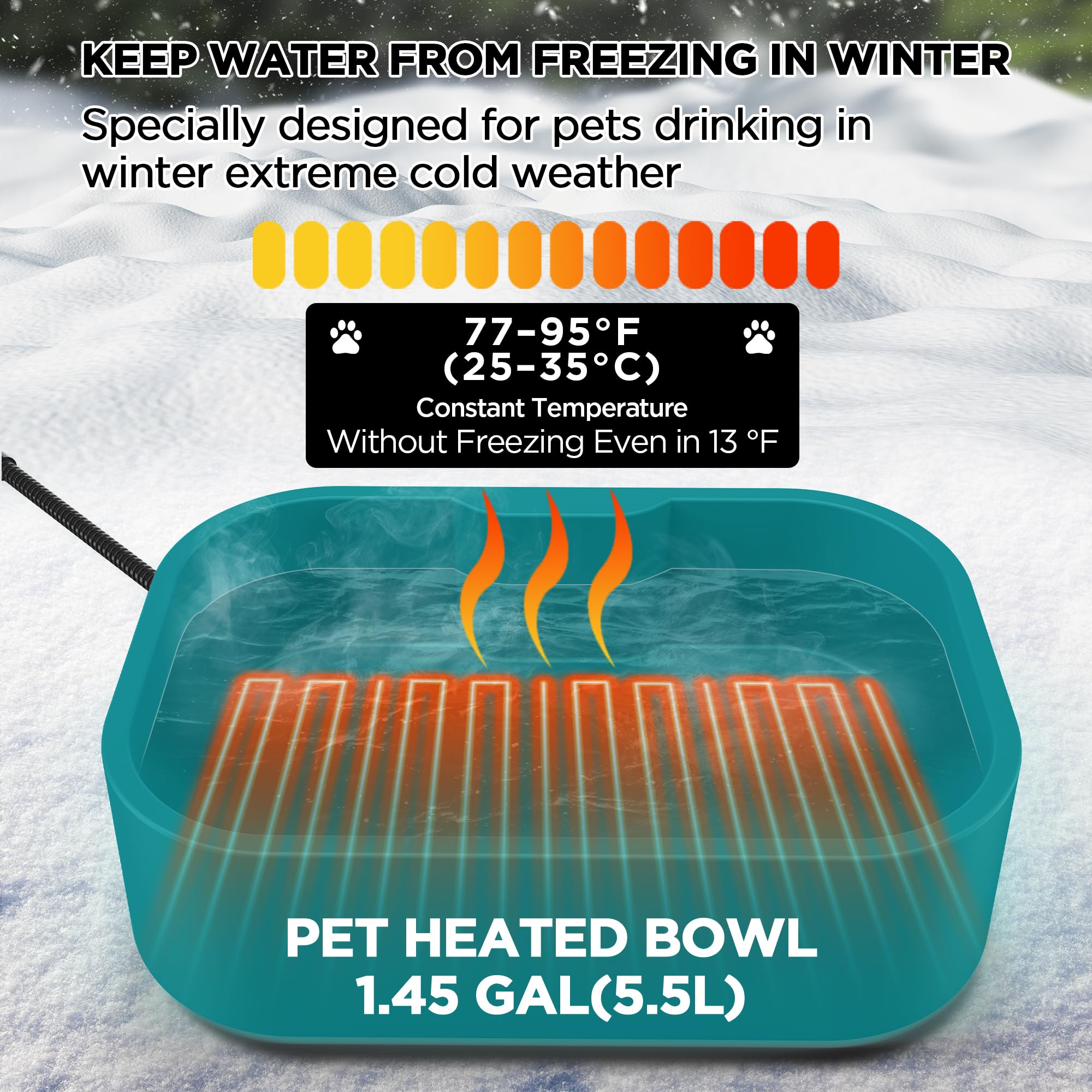 BietrunPro 5-5L water bowl used outdoors for winter hydration
