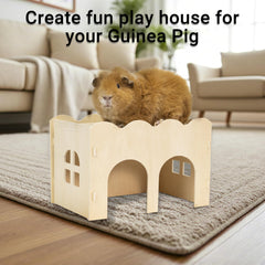 Bifeaw guinea pig hideout front view shows spacious, secure semi-enclosed design