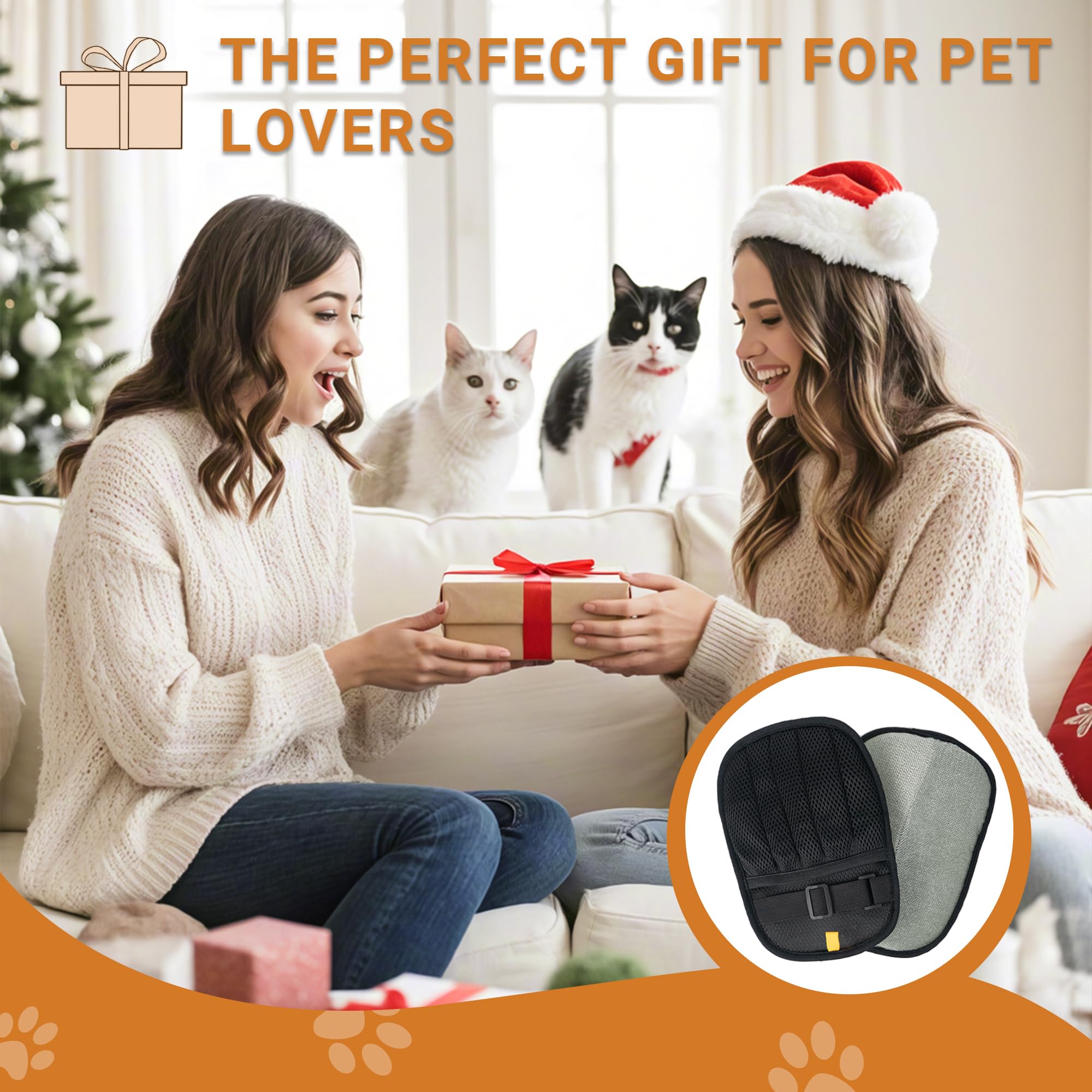 Bifeaw Pet Hair Removal Glove in use demonstrates safe contact with pets and fabrics