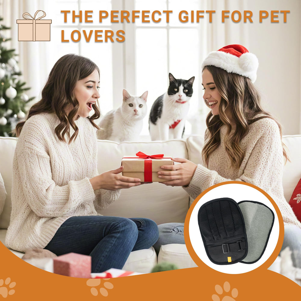 Bifeaw Pet Hair Removal Glove in use demonstrates safe contact with pets and fabrics