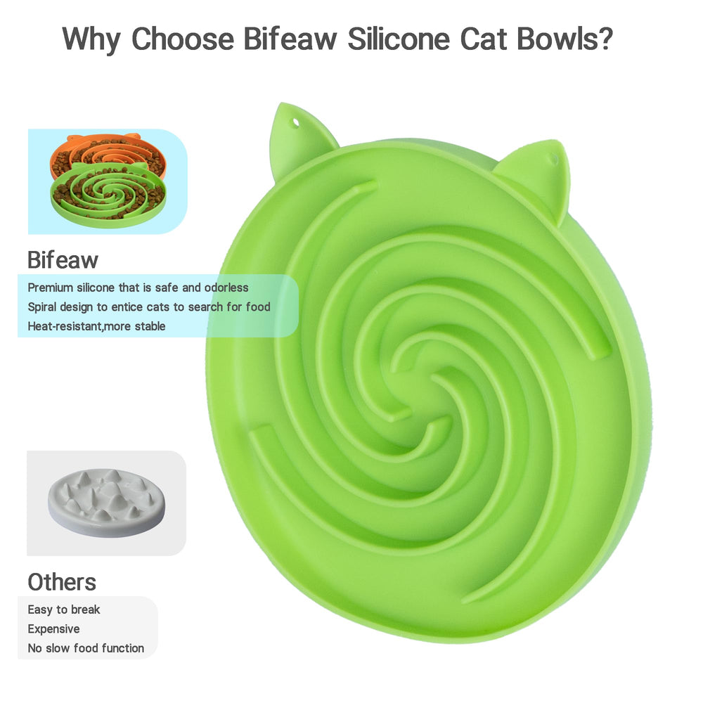 Bifeaw silicone cat bowl with non-slip base stays steady during feeding