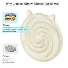 Bifeaw silicone cat bowl with non-slip base keeps meals in place.