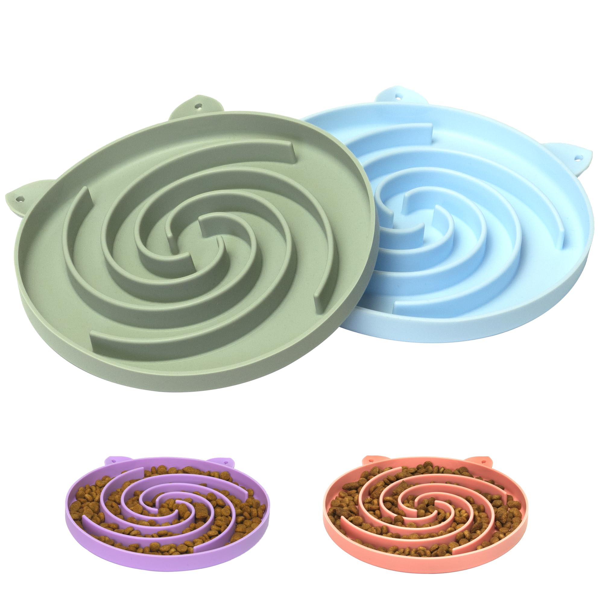 Bifeaw slow feeder bowl with spiral pattern promotes paced eating.