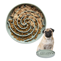 Bifeaw slow feeder bowl grey-green front view, compact size supports controlled meals
