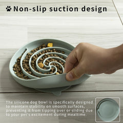 Bifeaw slow feeder bowl grey-green puzzle design promotes mindful eating