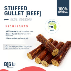 Big Lu 6-inch stuffed beef jerky stick closeup highlights crunchy exterior and chewy interior