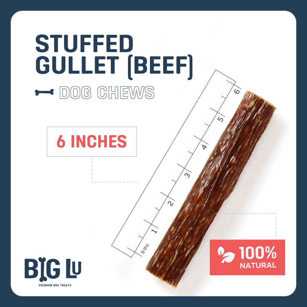 Big Lu 6-inch stuffed beef jerky stick nutrition label shows high protein and grain-free profile