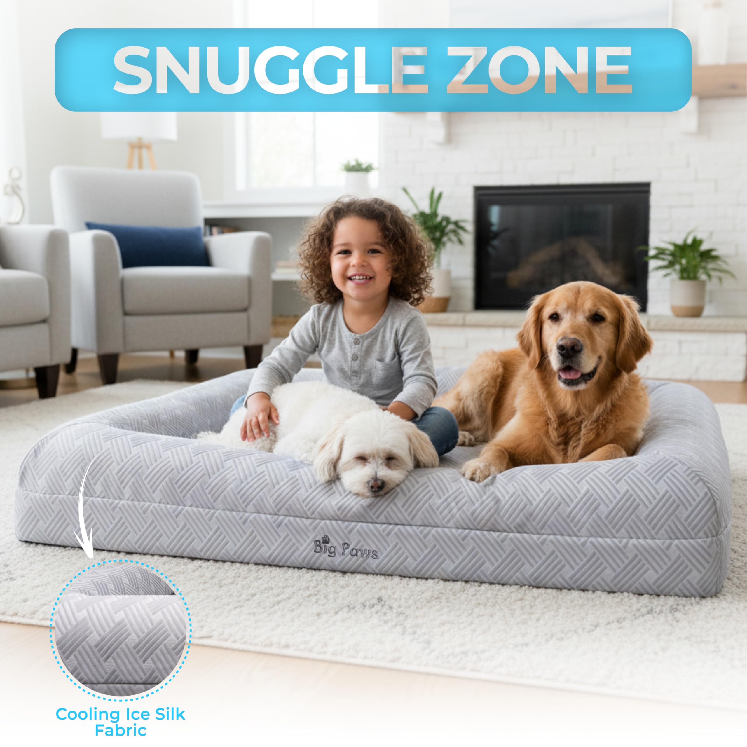 Big Paws bed in use shows spacious comfort for big dogs