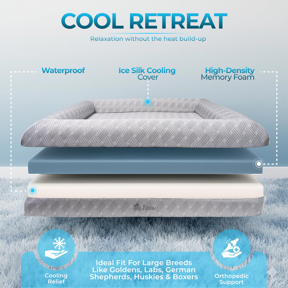 Big Paws orthopedic memory foam core supports hips and joints