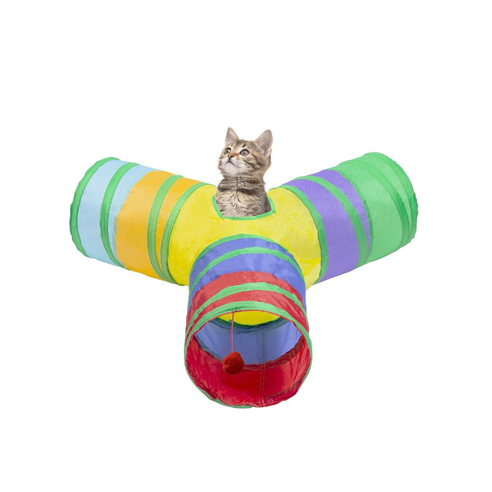 Bigladious 3Way Cat Tunnel folded for quick storage, great for space-conscious homes.