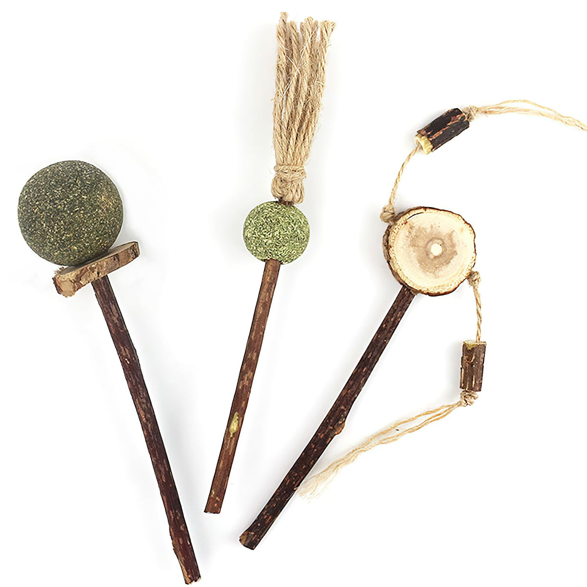Bigpomelos 3PS catnip toy set packaging displays natural materials and variety.