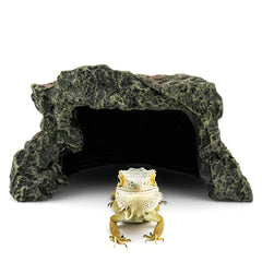 BIGWE resin turtle hideout front view enhances naturalistic terrarium ambiance.