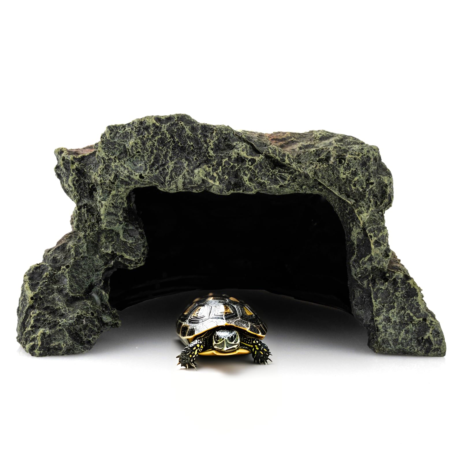 BIGWE resin turtle hideout stability demo helps prevent tipping in larger terrariums.