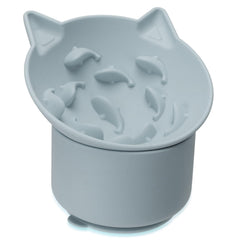 Bikabpet silicone cat slow feeder gray tilt bowl stabilizes meals