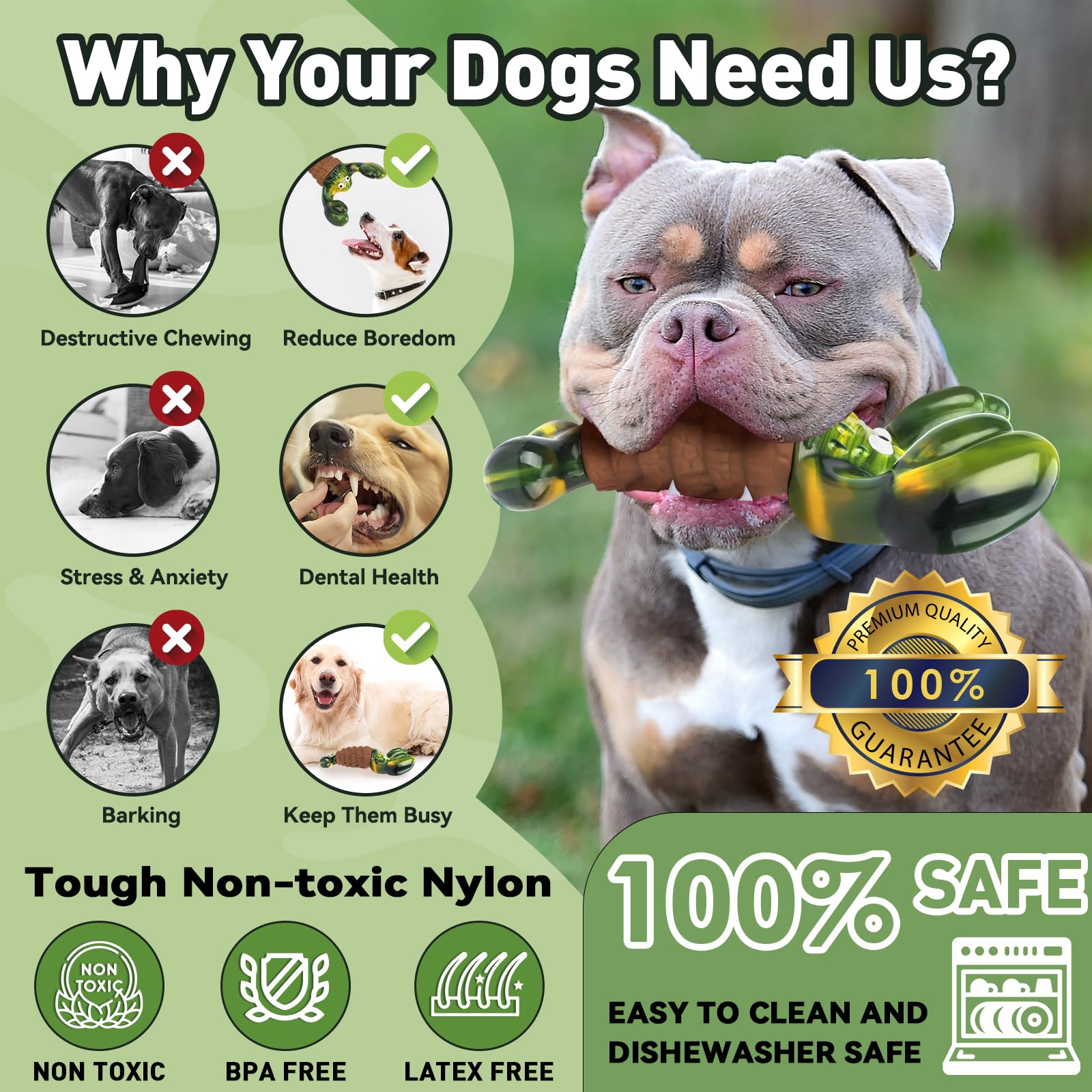 BIKIISEN Durable chew toy blends nylon and rubber for long-lasting play