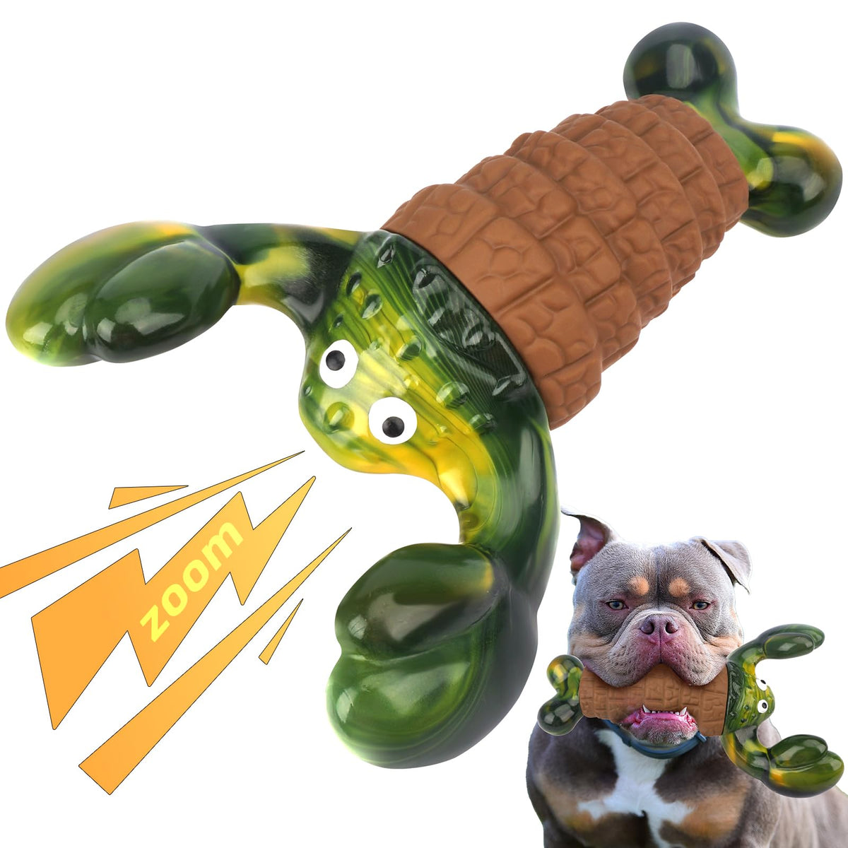 BIKIISEN Squeaky Lobster toy close-up highlights durable nylon-rubber for aggressive chewers