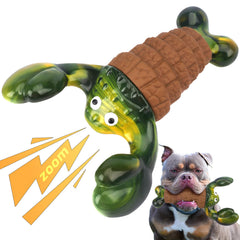 BIKIISEN Squeaky Lobster toy close-up highlights durable nylon-rubber for aggressive chewers