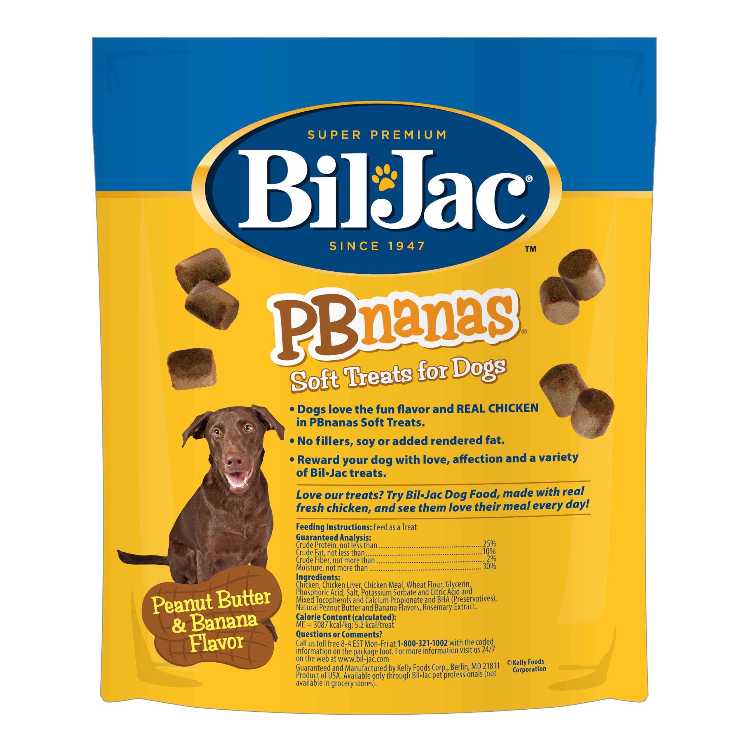 Bil-Jac PB-Nanas training-use display highlights soft texture for easy chews.