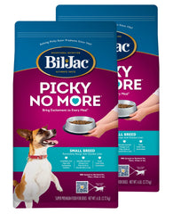 Bil-Jac Picky No More Small Breed bowl closeup shows enticing flavor for picky eaters.