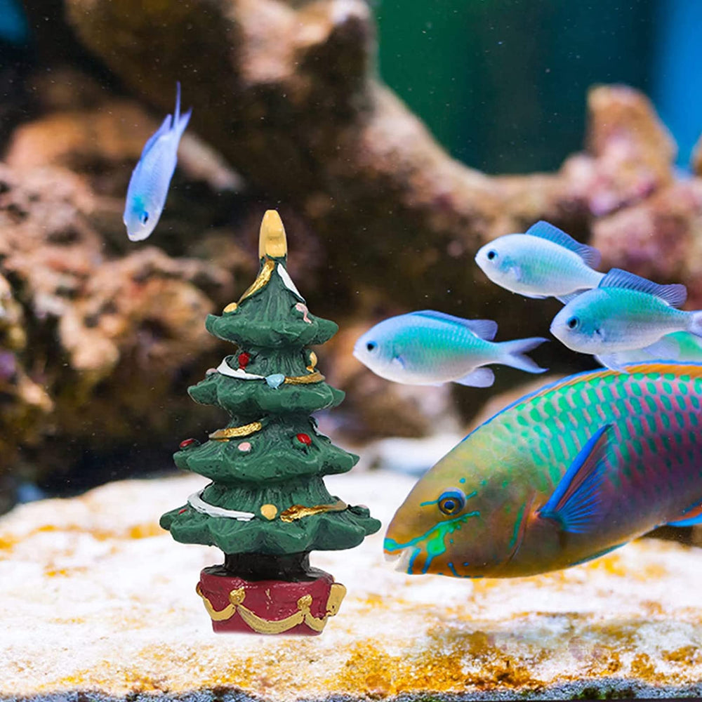 Bili-silly holiday aquarium decor table-top scene for home or office displays.