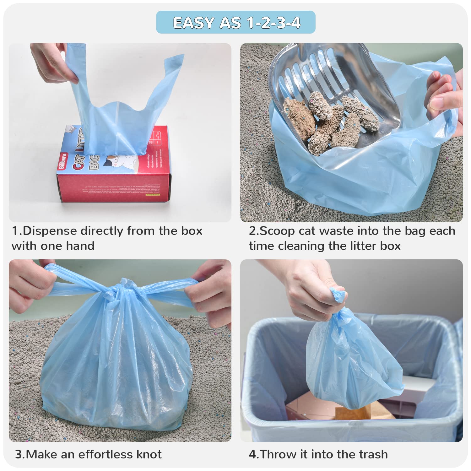Bilibara cat litter bags leakproof design prevents leaks during scooping.