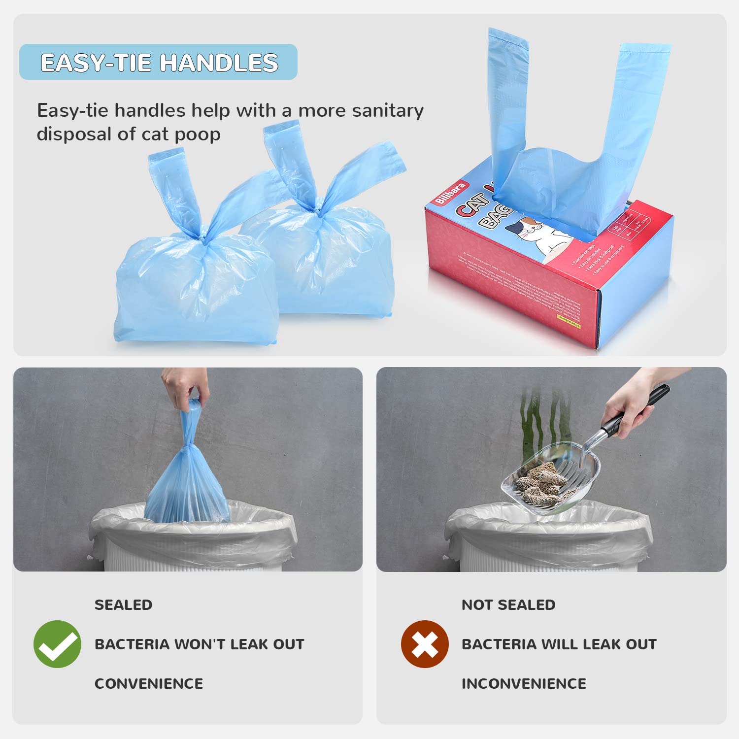 Bilibara cat litter bags open bag demonstrates simple scooping and waste containment.