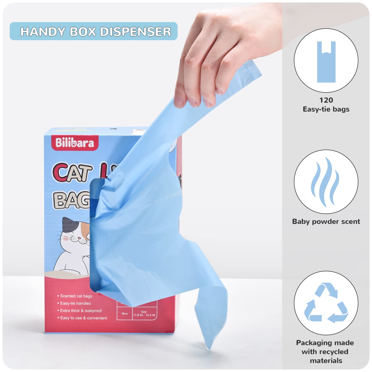 Bilibara cat litter bags scented odor-control helps keep the litter box smelling fresh.