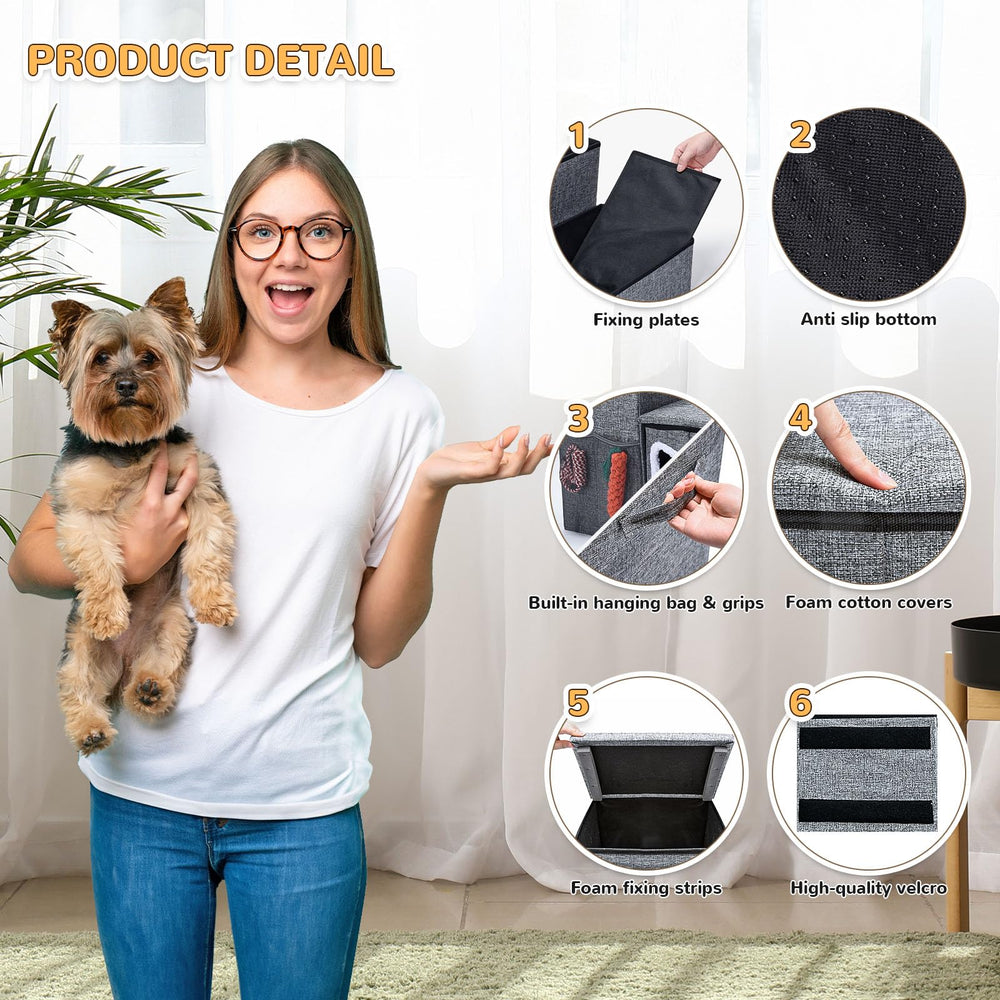 Bilibara Dog Stairs fluffy ball entrance adds playful engagement for pets.