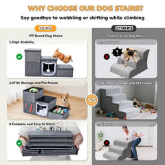 Bilibara Dog Stairs non-slip bottom keeps pets stable on any surface.