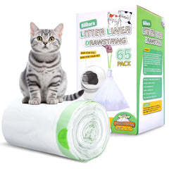 Bilibara drawstring cat litter bags roll shows easy dispensing and odor containment