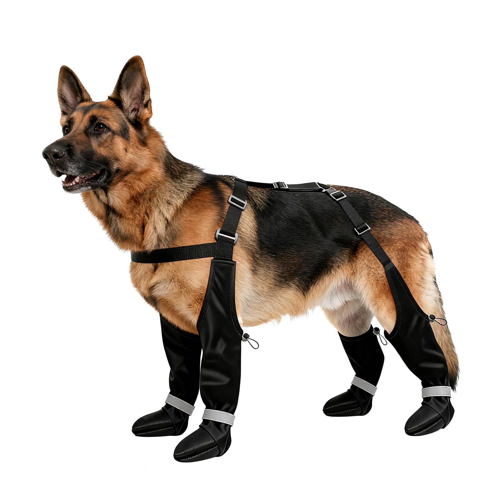 BillionChains dog boots with adjustable suspender strap provide a secure fit for outdoor walks.