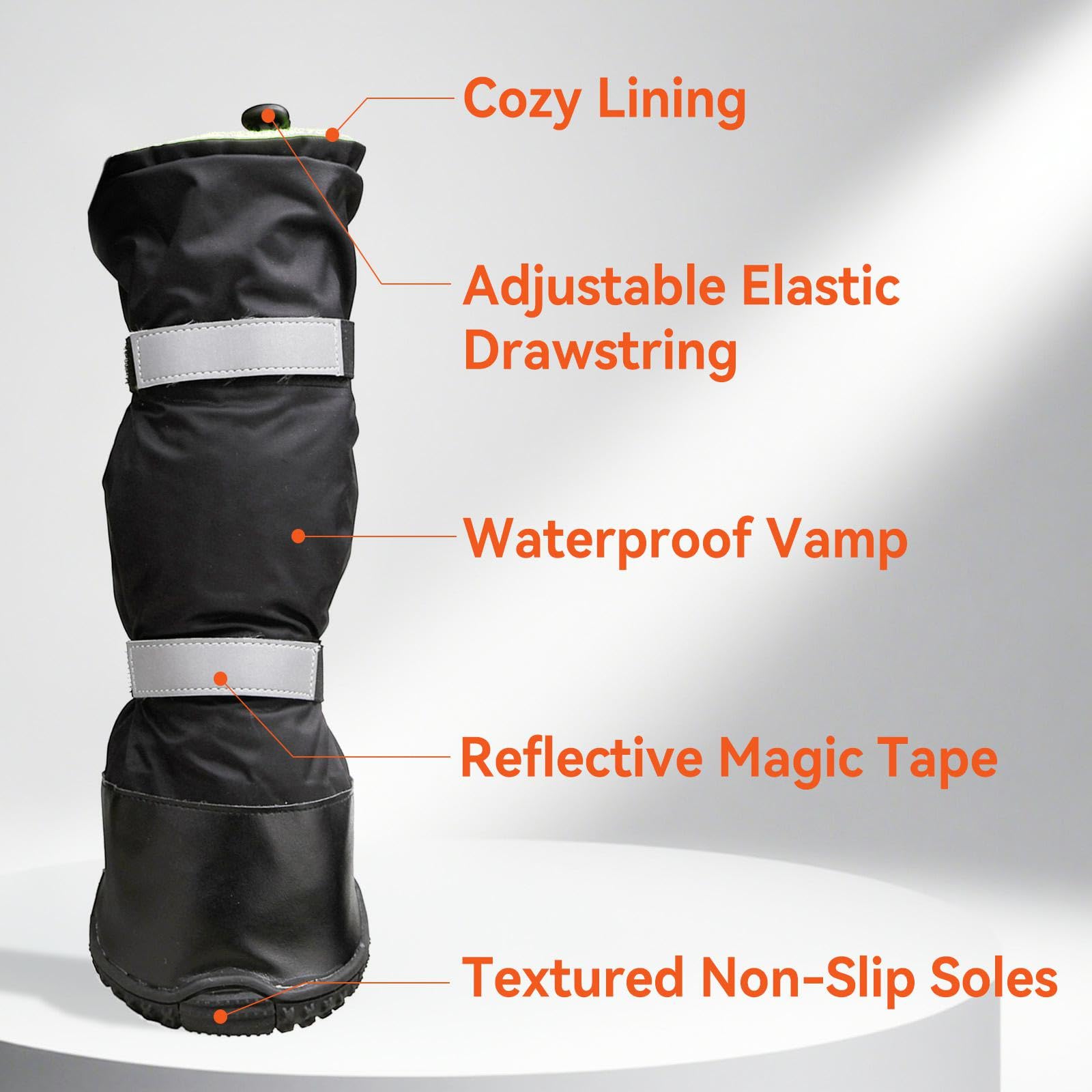 Billionchains dog boots non-slip sole provides traction on ice and wet pavement.