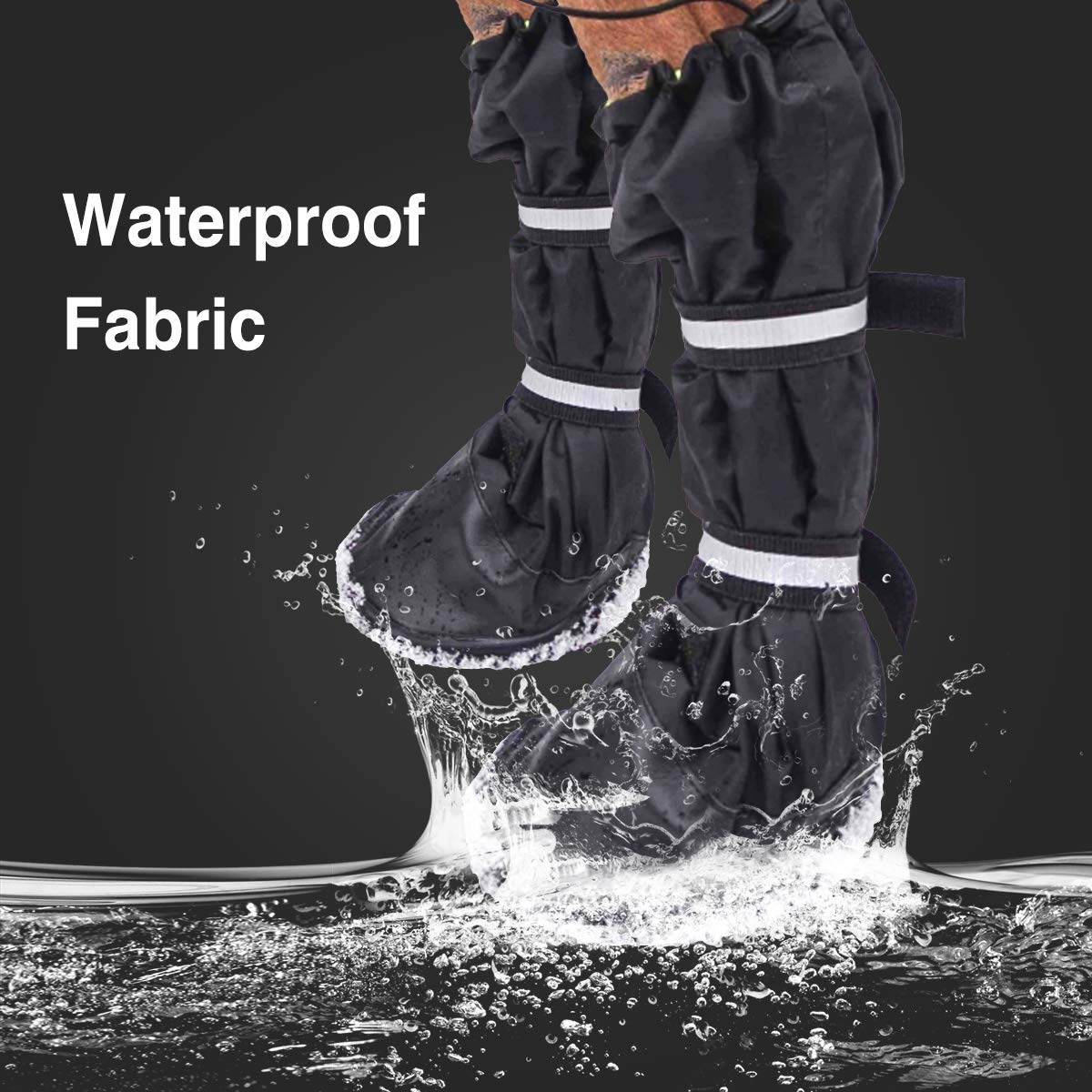 Billionchains dog boots reflective magic tape improves nighttime visibility.