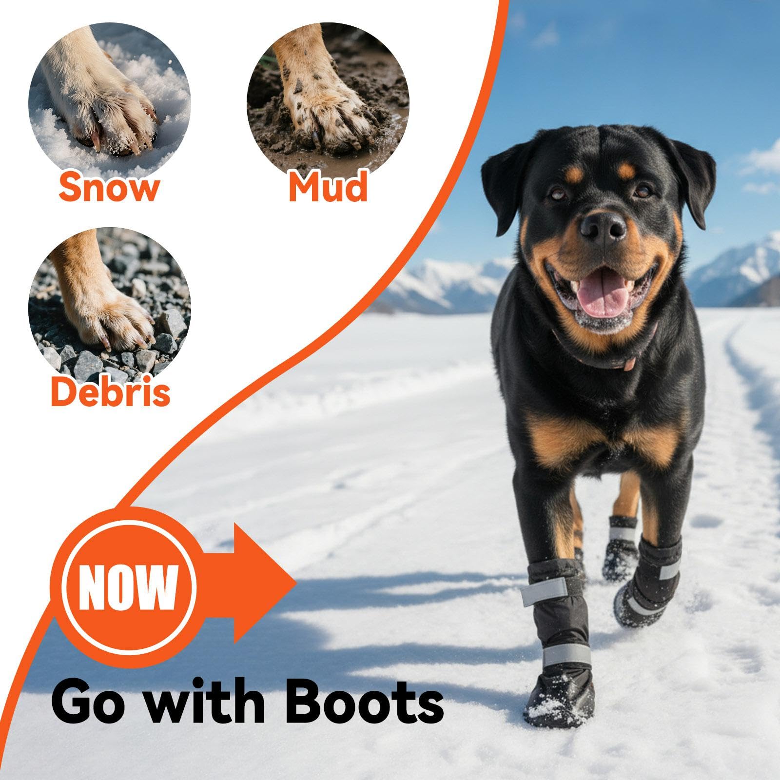 Billionchains dog boots warm cozy lining adds comfort in cold weather.