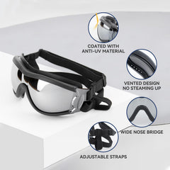 Billionchains dog goggles feature anti-UV coating to shield eyes during outdoor adventures.