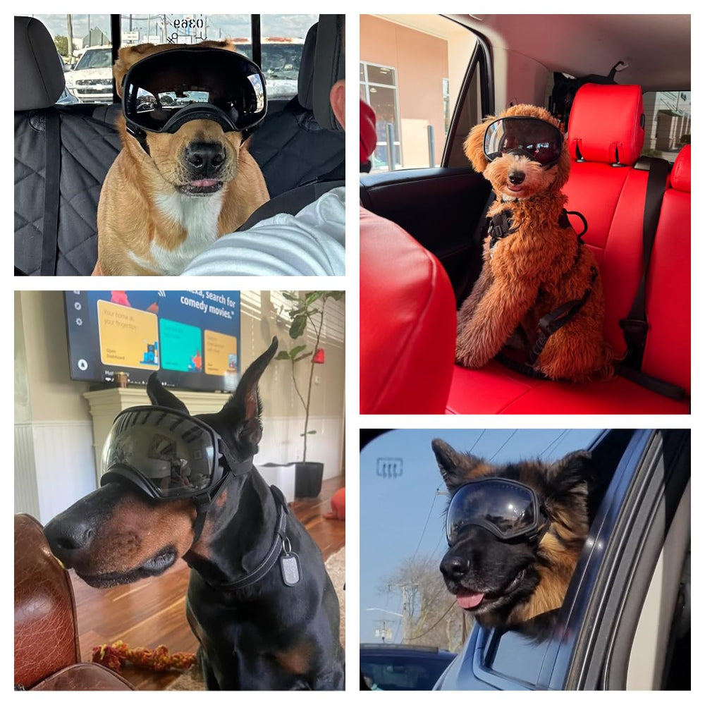 Billionchains dog goggles curved lenses for wider, clearer field of view.